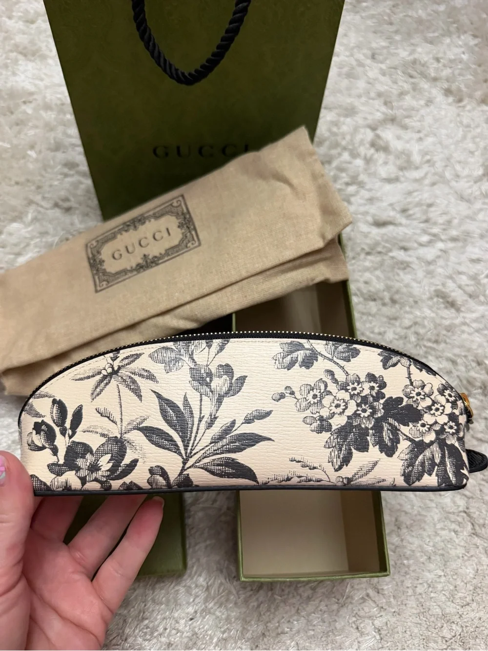 New Gucci Demetra Herbarium Print Pencil Pouch Case